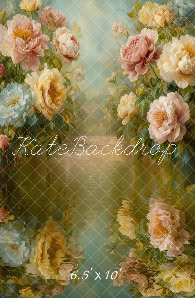 Kate Pastel Flower Arch Water Reflection Backdrop Designed by GQ