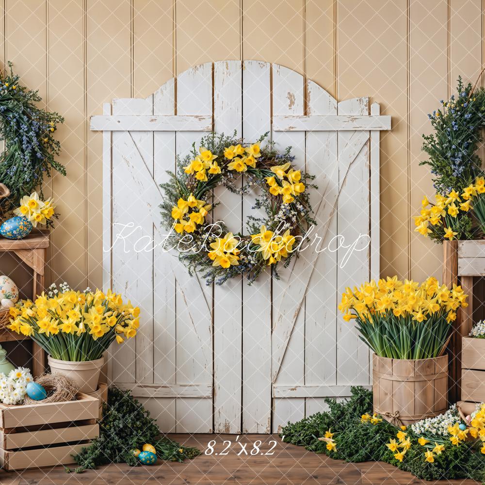 Backdrop per Porta Florale Gialla con Coniglio di Pasqua Progettato da Emetselch