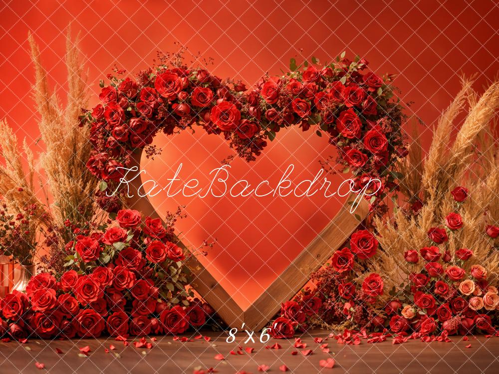 Fondo Boho de Corazón Rojo de Rosa Diseñado por Emetselch