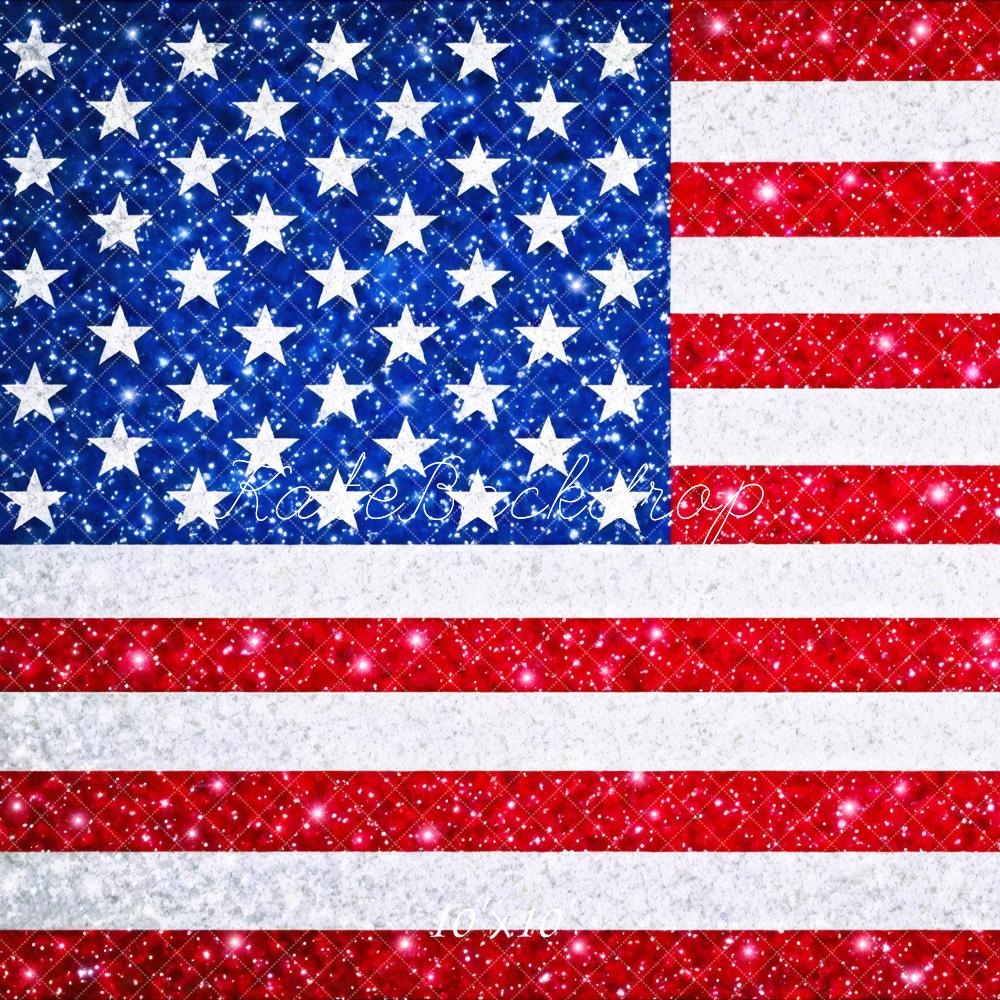 Kate Glitter American Flag Stars and Stripes Backdrop Designed by Mini MakeBelieve