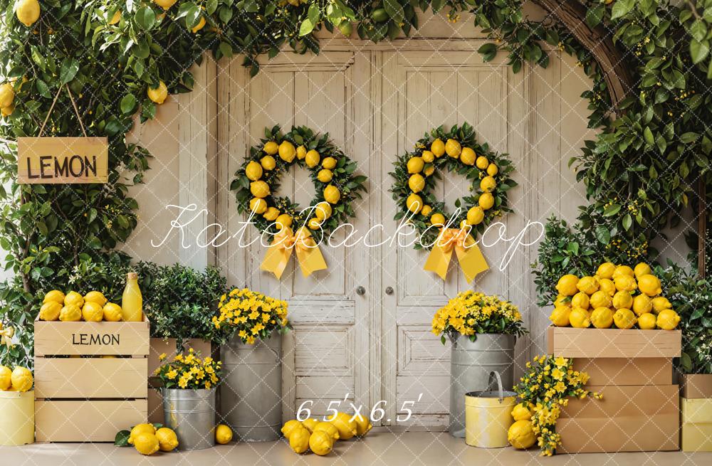 Kate Summer Lemon Arch Floral Door Backdrop Designed by Emetselch