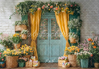Kate Easter Floral Door Curtain Printed Backdrop Designed by Emetselch