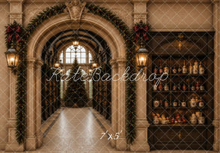 Kate Christmas Archway Garland Tree Candle Cabinet Printed Backdrop Designed by Vertigo Productions