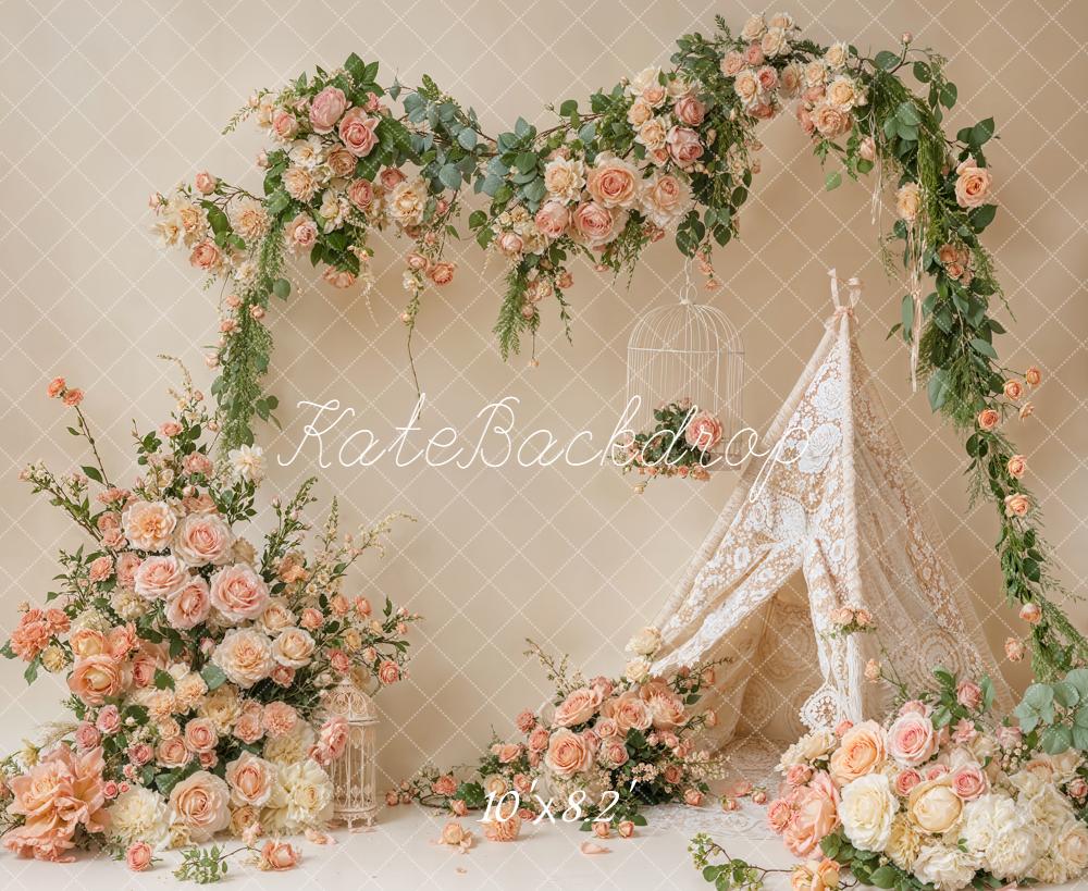 TEST Kate Spring Flower Arch Floral Tent Cream Roses Backdrop Designed by Emetselch