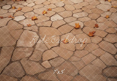 Kate Fall Leaves Cobblestone Floor Printed Backdrop Designed by Emetselch