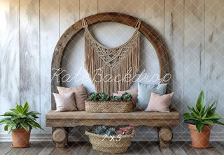 Banco de madera macramé boho diseñado por Mini MakeBelieve