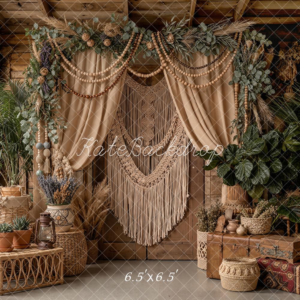 Kate Boho Macrame Flower Arch Greenery Rustic Decor Printed Backdrop Designed by Emetselch