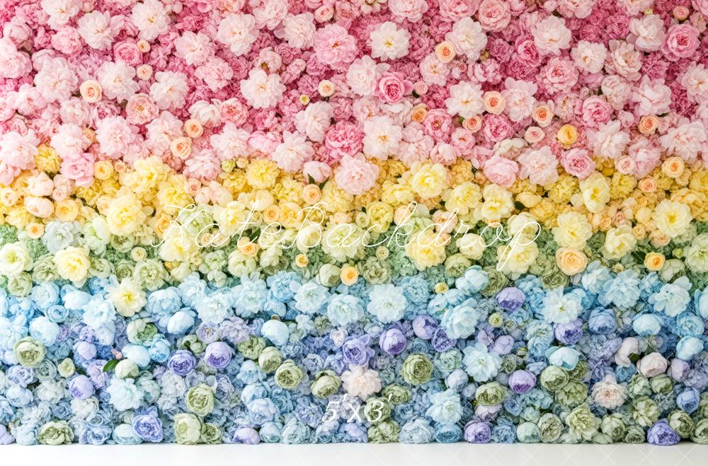 Kate Rainbow Flower Wall Gradient Backdrop Designed by Patty Roberts