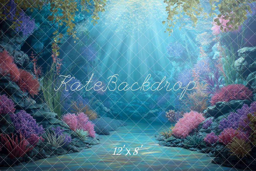 Kate Mermaid Underwater Coral Reef Scene Backdrop Designed by Angela Miller