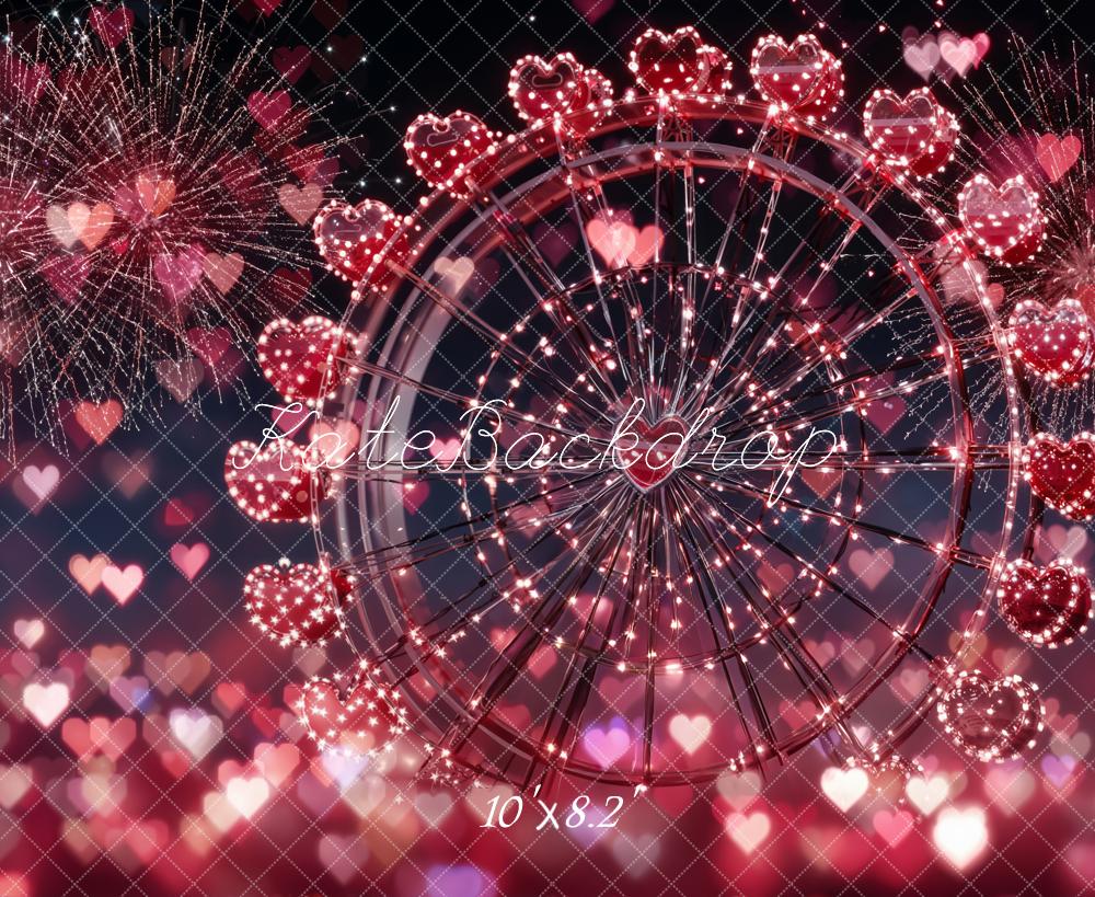 TEST Kate Valentine's Day Ferris Wheel Fireworks Red Hearts Backdrop Designed by Emetselch