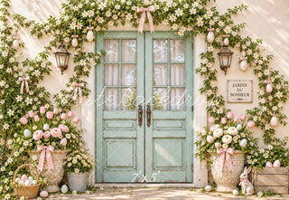 Kate Easter Flower Arch Doorway Bunny Tulips Ivy Printed Backdrop Designed by Emetselch