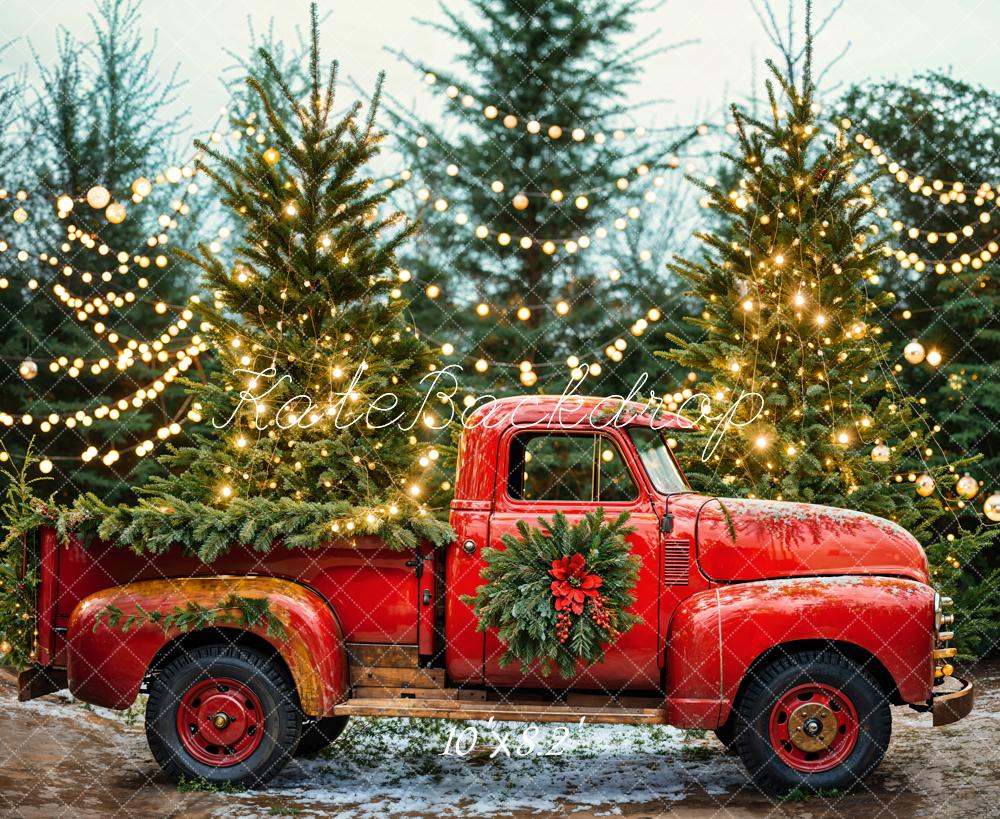 Kate Christmas Tree Red Truck Backdrop Designed by Emetselch