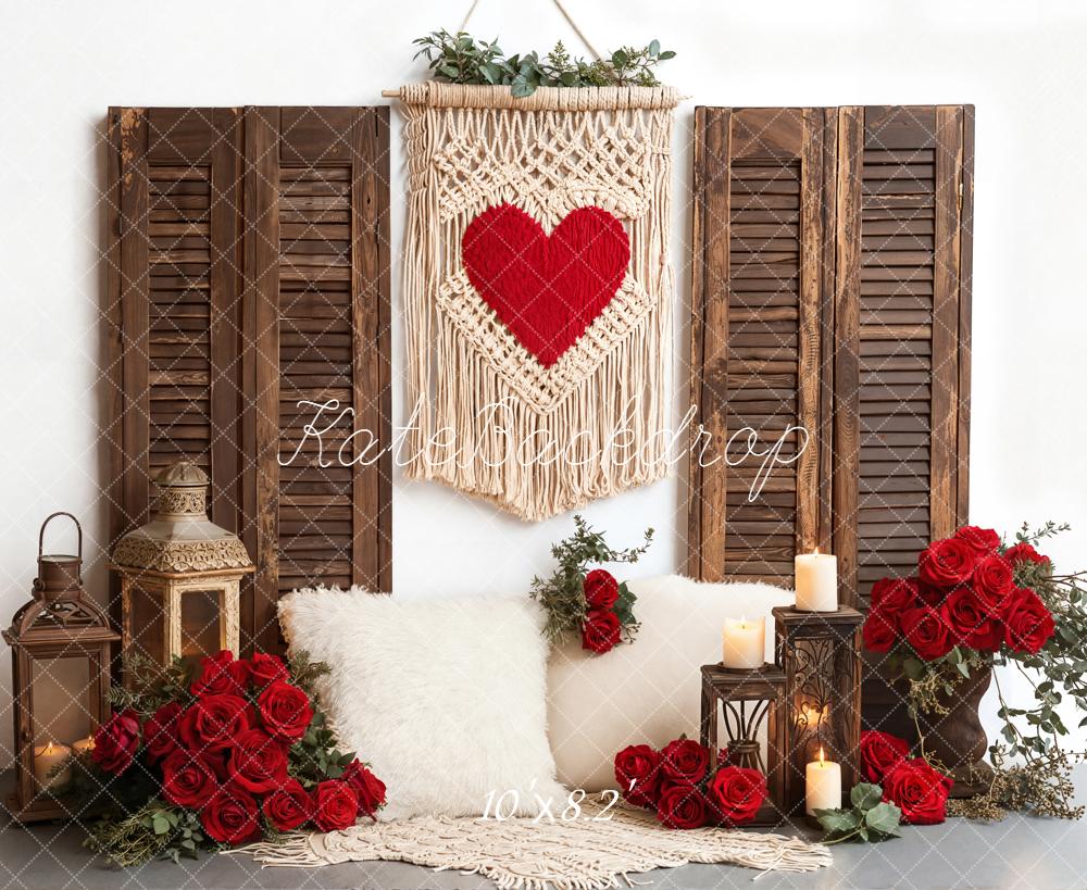 TEST Kate Valentine's Day Heart Macrame Roses Lanterns Backdrop Designed by Emetselch