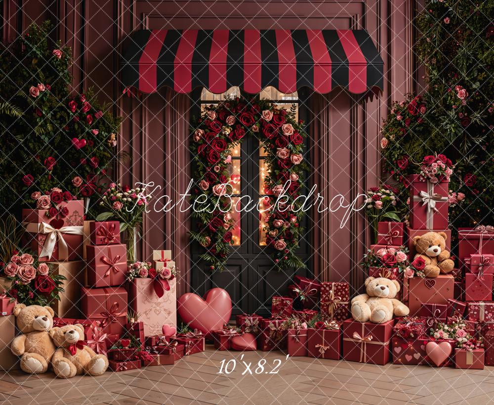 Kate Valentines Shop Doorway Roses Gifts Teddy Bears Backdrop Designed by Emetselch