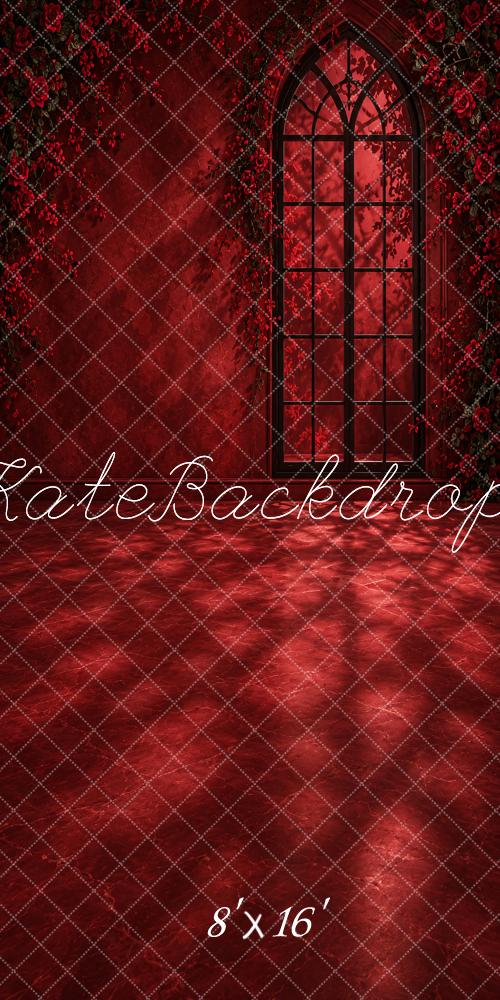 Kate Sweep Red Gothic Rose Window Diamond Floor Printed Backdrop Designed by Vertigo Productions