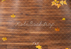 Kate Fall Leaves Wood Floor Printed Backdrop Designed by Kate Image