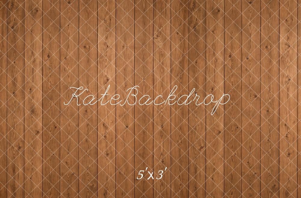 Kate Brown Light Wood Planks Floor Printed Backdrop Designed by Emetselch