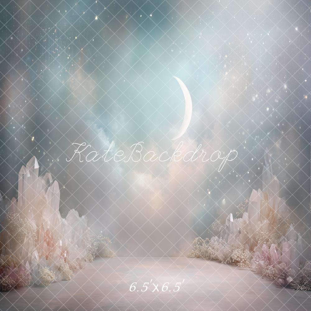 Kate Fantasy Crystal Crescent Moon Sky Printed Backdrop Designed by Angela Miller