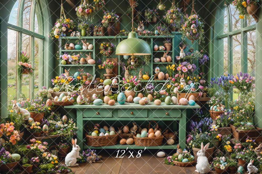 TEST Kate Easter Bunny Eggs Floral Kitchen Backdrop Designed by Emetselch