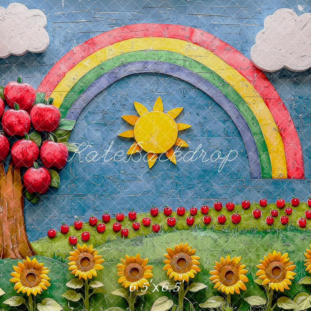 Fresco de pared de graduación de Escuela Arcoíris Girasol Manzana Diseñado por Mini MakeBelieve