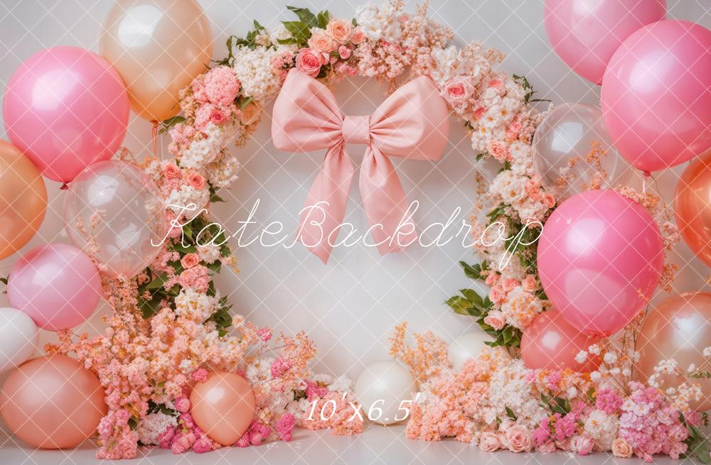 Fondo de globos rosas de arco floral smash cake