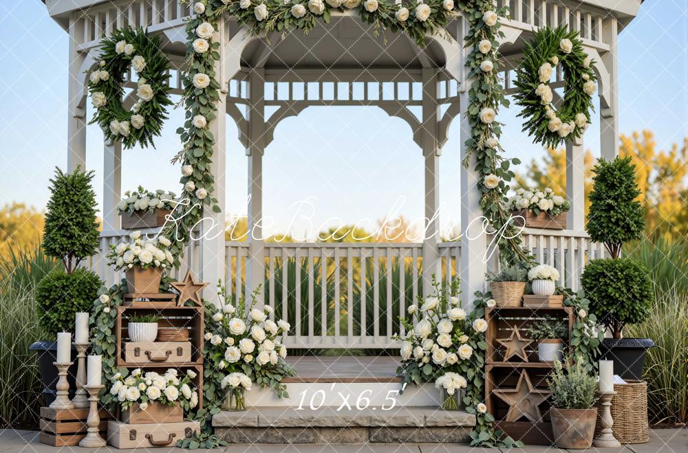 Kate Spring Gazebo White Floral Arch Greenery Candle Decor Backdrop Designed by Mini MakeBelieve