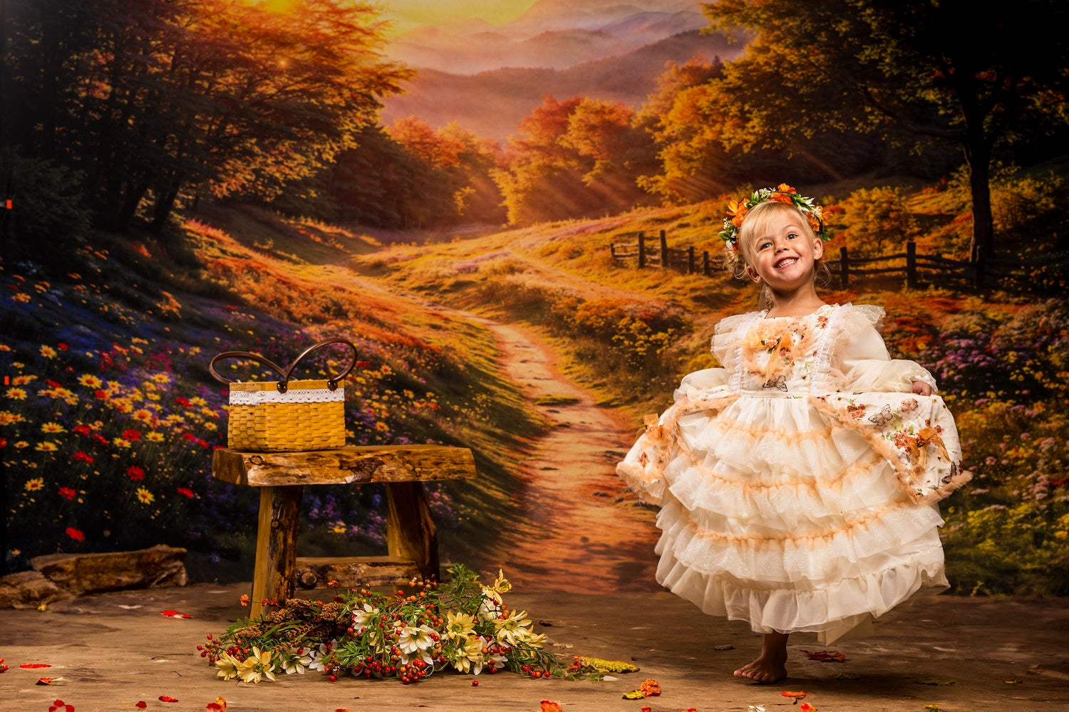 RTS Kate Fall Country Road Photo Kit Photography Backdrops&Props Themed Bundle