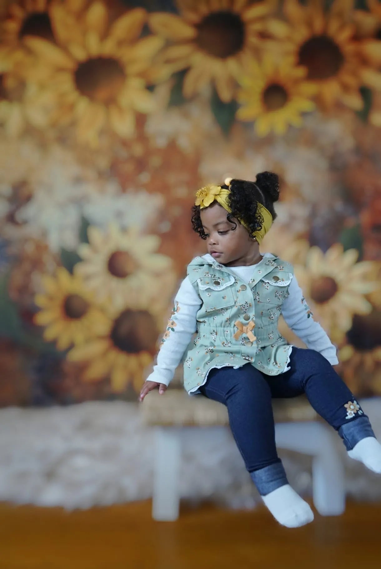 Kate Floral Hand Painted Sunflower Backdrop Designed by GQ