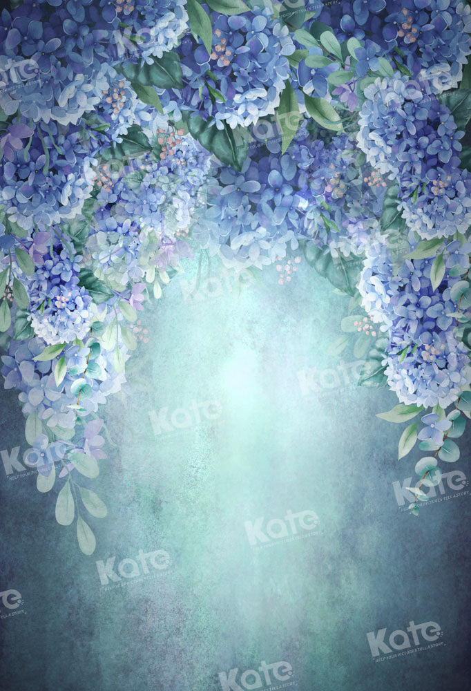 RTS Kate Floral Fine Art Blue Hydrangea Macrophylla Backdrop Designed by GQ