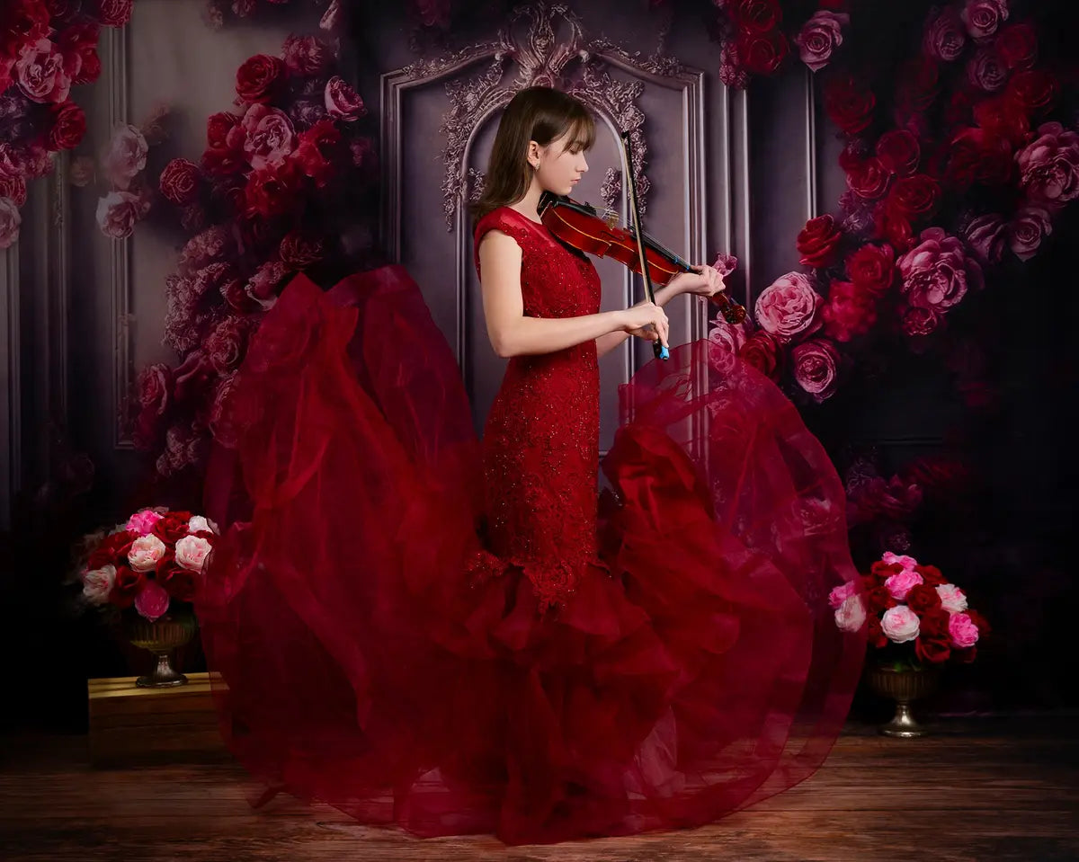 Romantische rozenbloemen vintage muurachtergrond voor fotografie