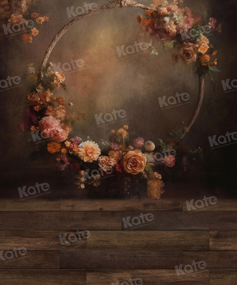 Kate Floral Arch Wood Floor Backdrop for Photography