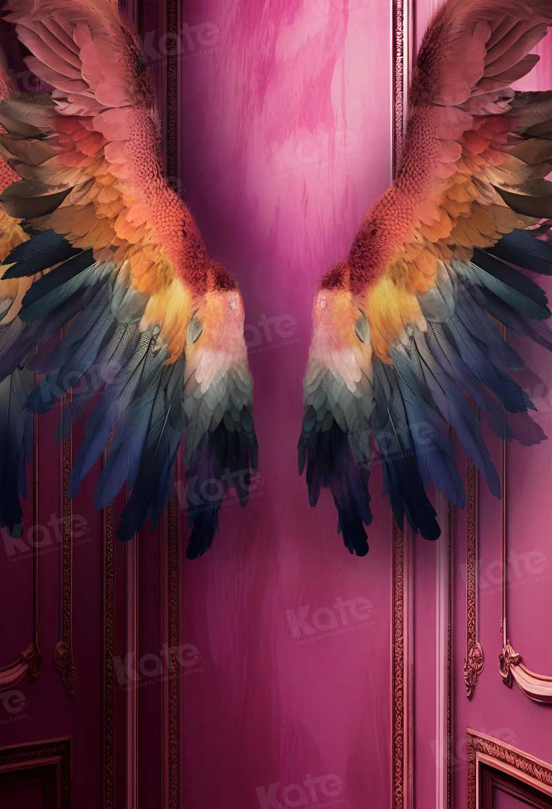 Kate Fine Art Fantasy Beautiful Wings Pink Wall Backdrop for Photography