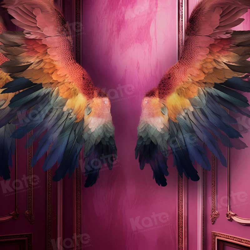 Kate Fine Art Fantasy Beautiful Wings Pink Wall Backdrop for Photography