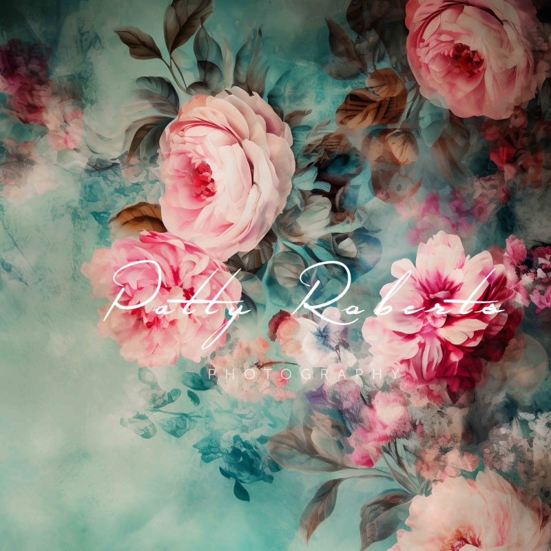 Kate Pink and Teal Floral Fine Art Backdrop Designed by Patty Robert