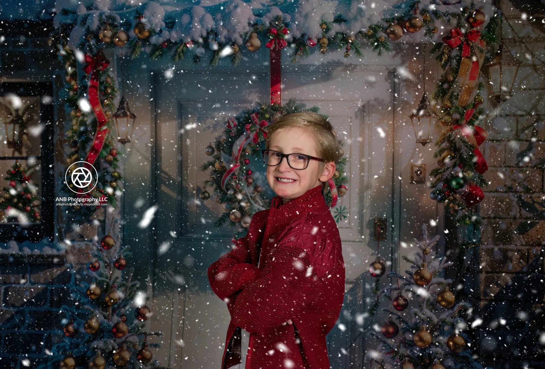 Kate Christmas Snowy Door Backdrop for Photography