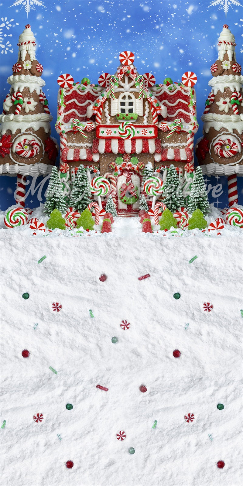 Kate Sweep Christmas Gingerbread House with Floor Backdrop Designed by Mini MakeBelieve