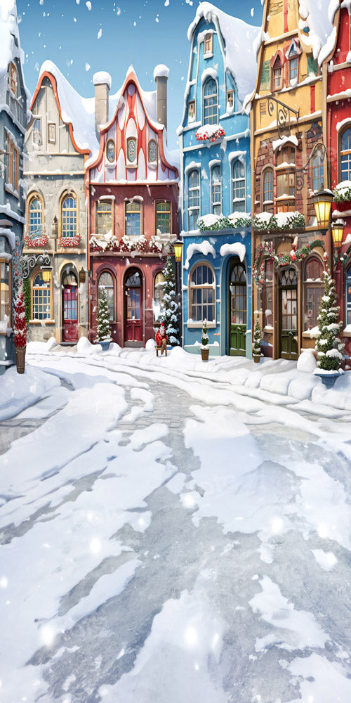 Kate Sweep Christmas Winter Snowy Town Backdrop Designed by Emetselch