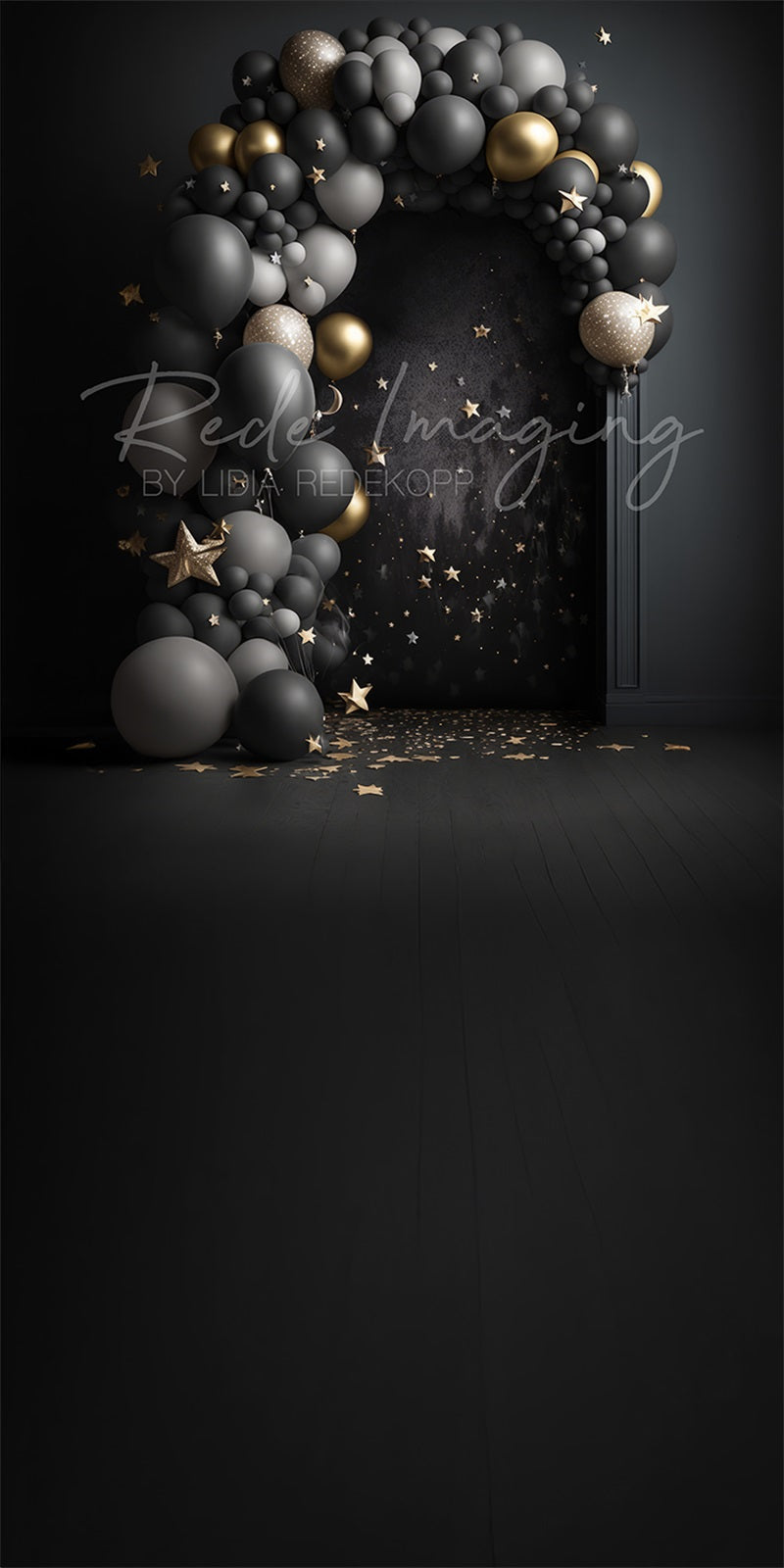 Kate Sweep Dark Balloon Arch Backdrop Designed by Lidia Redekopp