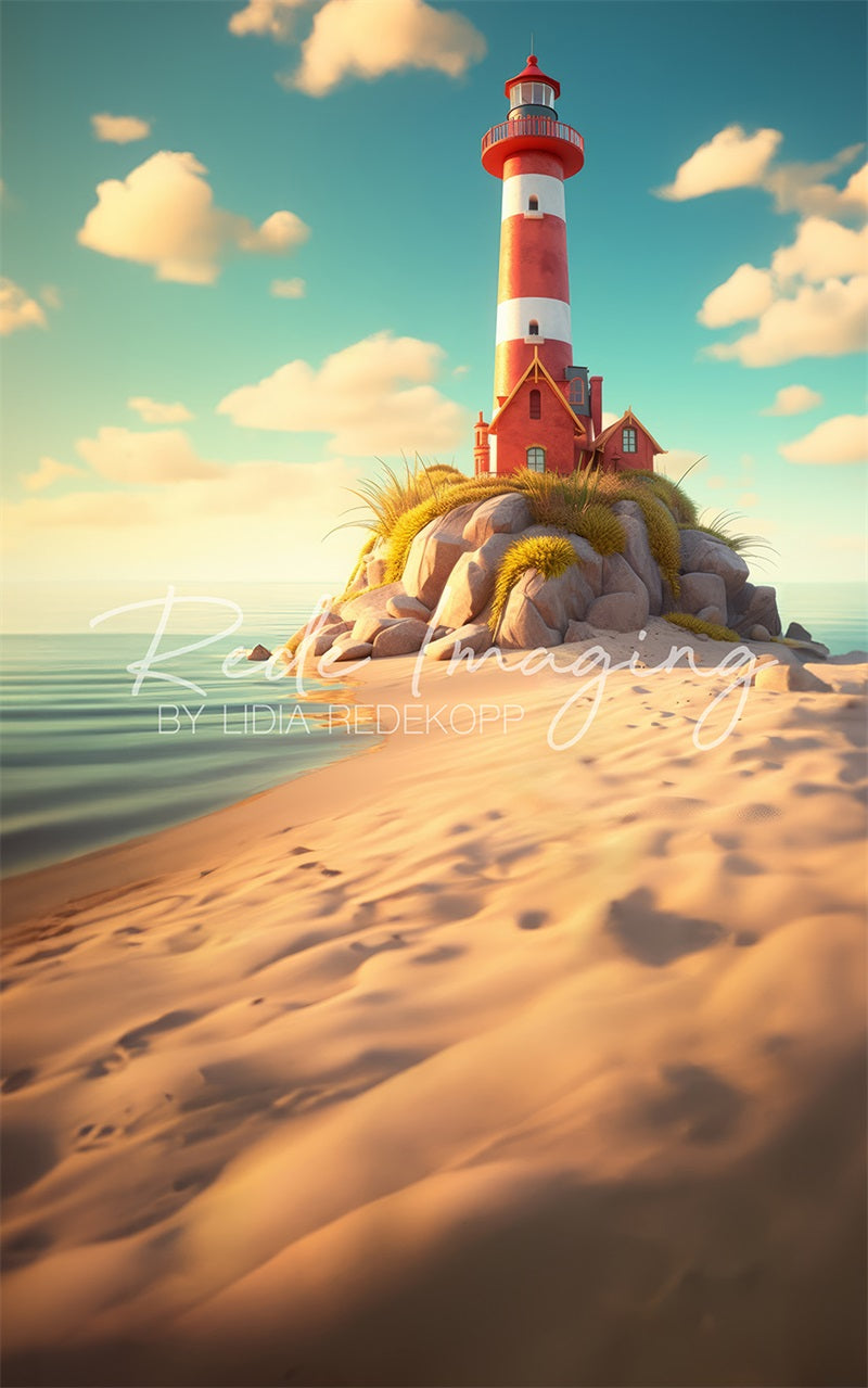Kate Sweep Summer Beach Lighthouse Backdrop Designed by Lidia Redekopp