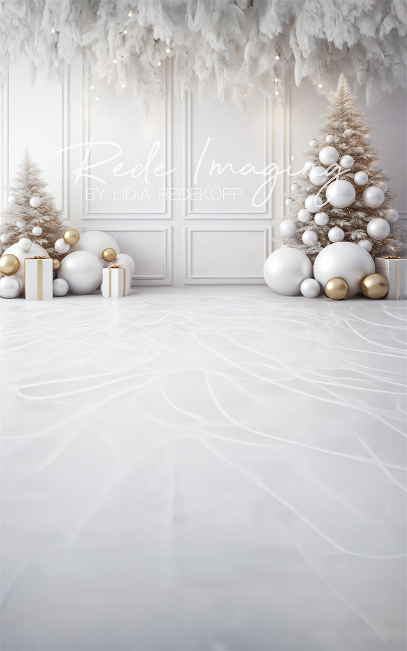 Kate Sweep Christmas White Wall Feather Backdrop Designed by Lidia Redekopp