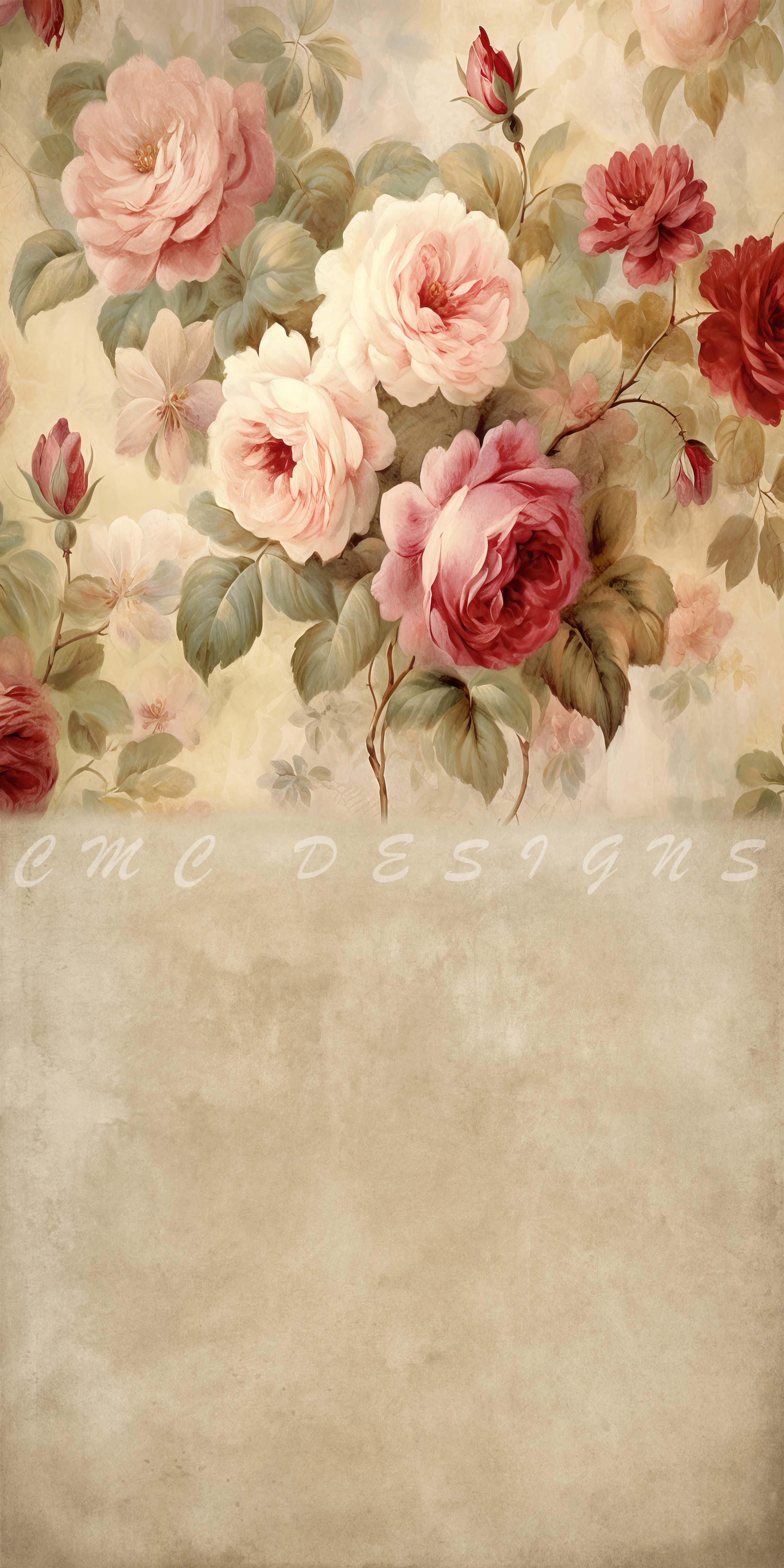 Kate Sweep Fine Art Vintage Rose Backdrop Designed by Candice Compton