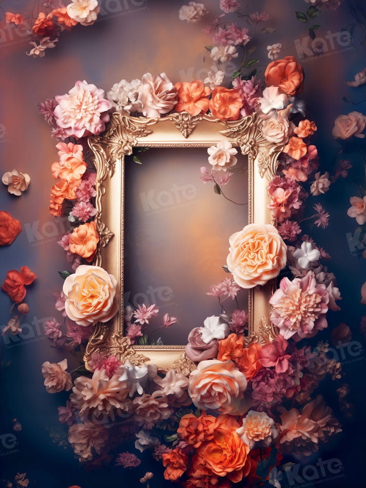 Kate Fine Art Red Floral Photo Frame Backdrop Designed by Emetselch