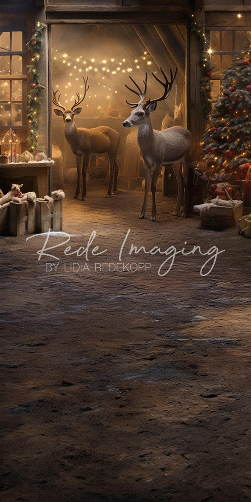 Kate Sweep Christmas Reindeer Stable Backdrop Designed by Lidia Redekopp