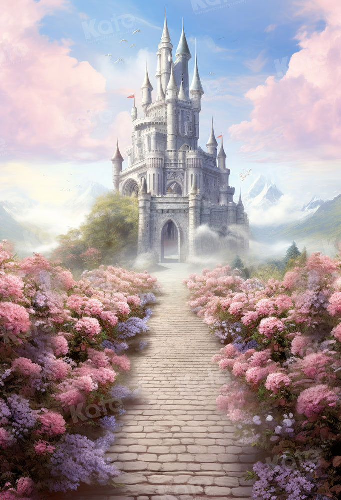 Kate Fantasy Pink Flower Castle Backdrop Designed by GQ