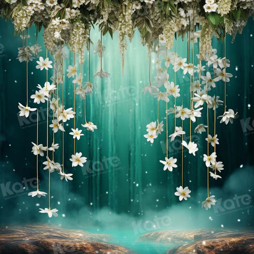 Kate Spring Green Water Mist Flowers Backdrop Designed by GQ