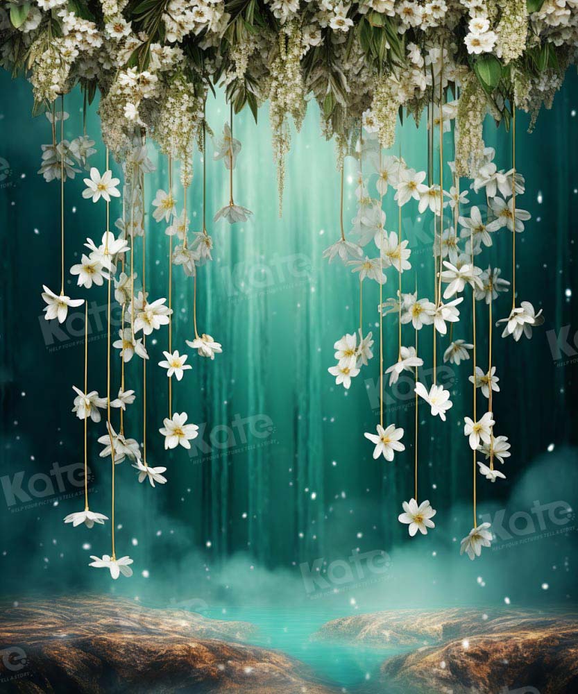 Kate Spring Green Water Mist Flowers Backdrop Designed by GQ