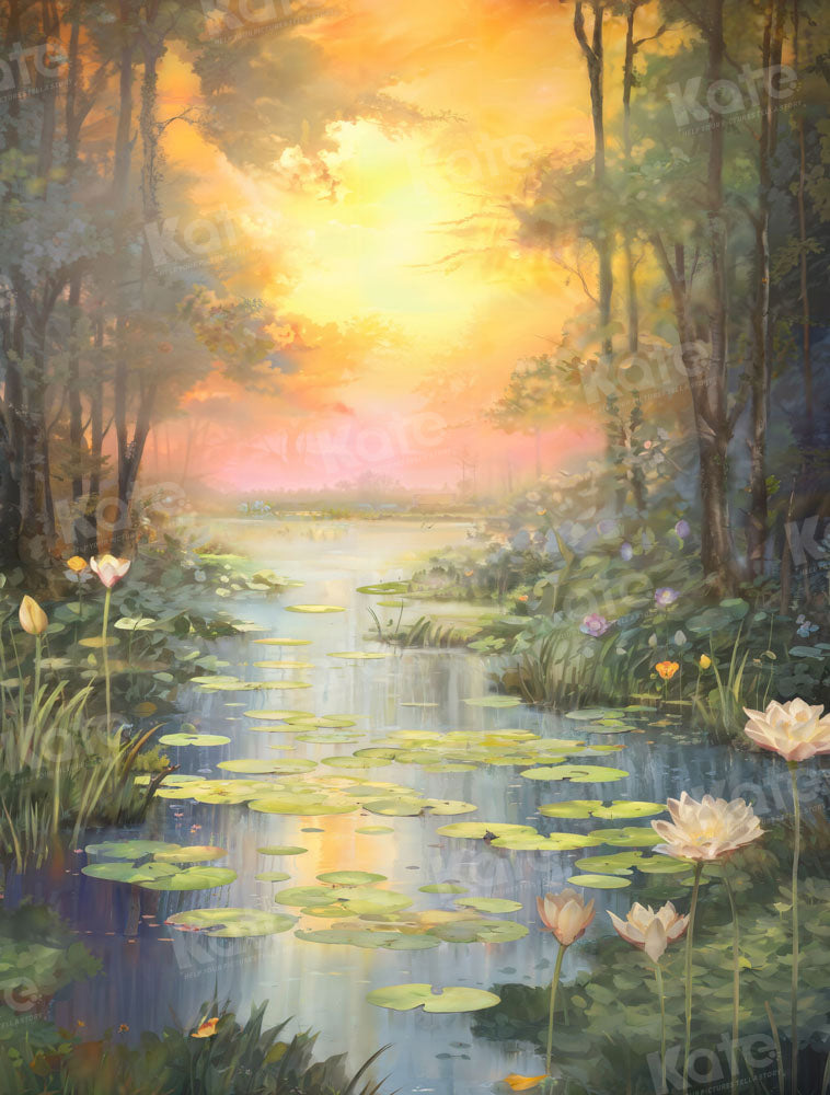 Kate Summer Sunset Lotus Pond Backdrop Designed by GQ