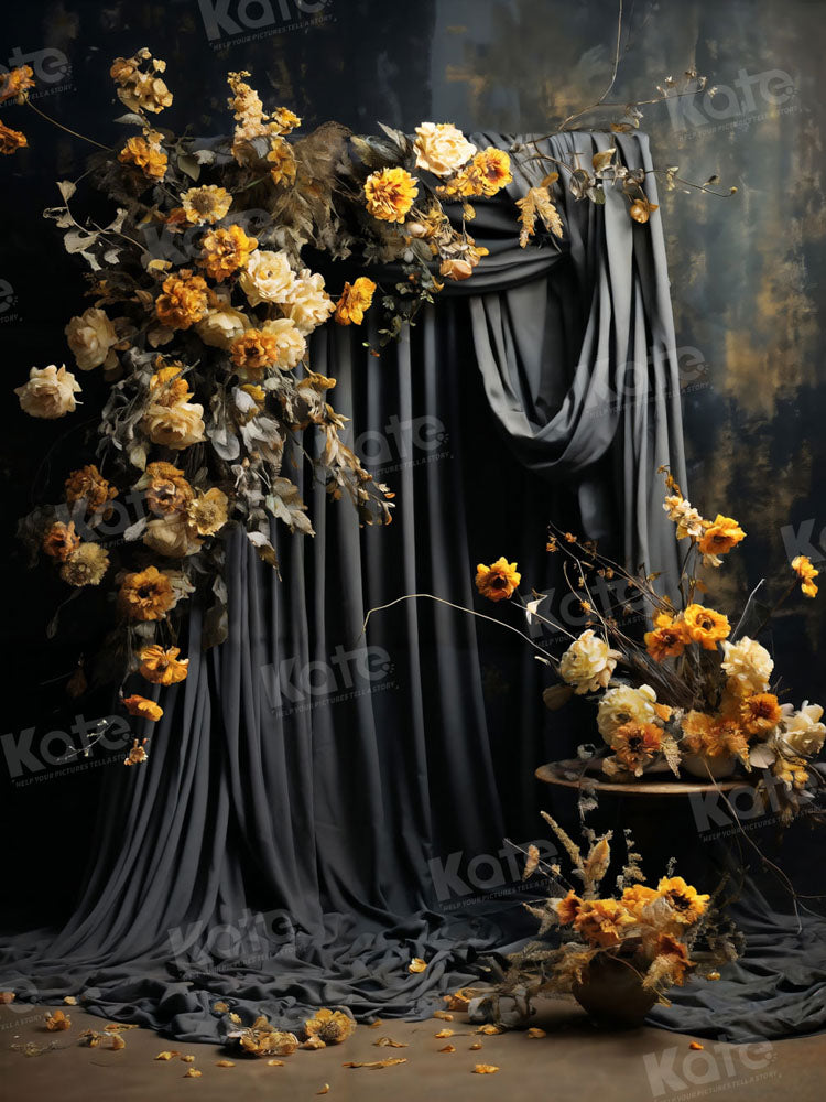 Kate Artistic Yellow Flower Curtain Backdrop Designed by Chain Photography