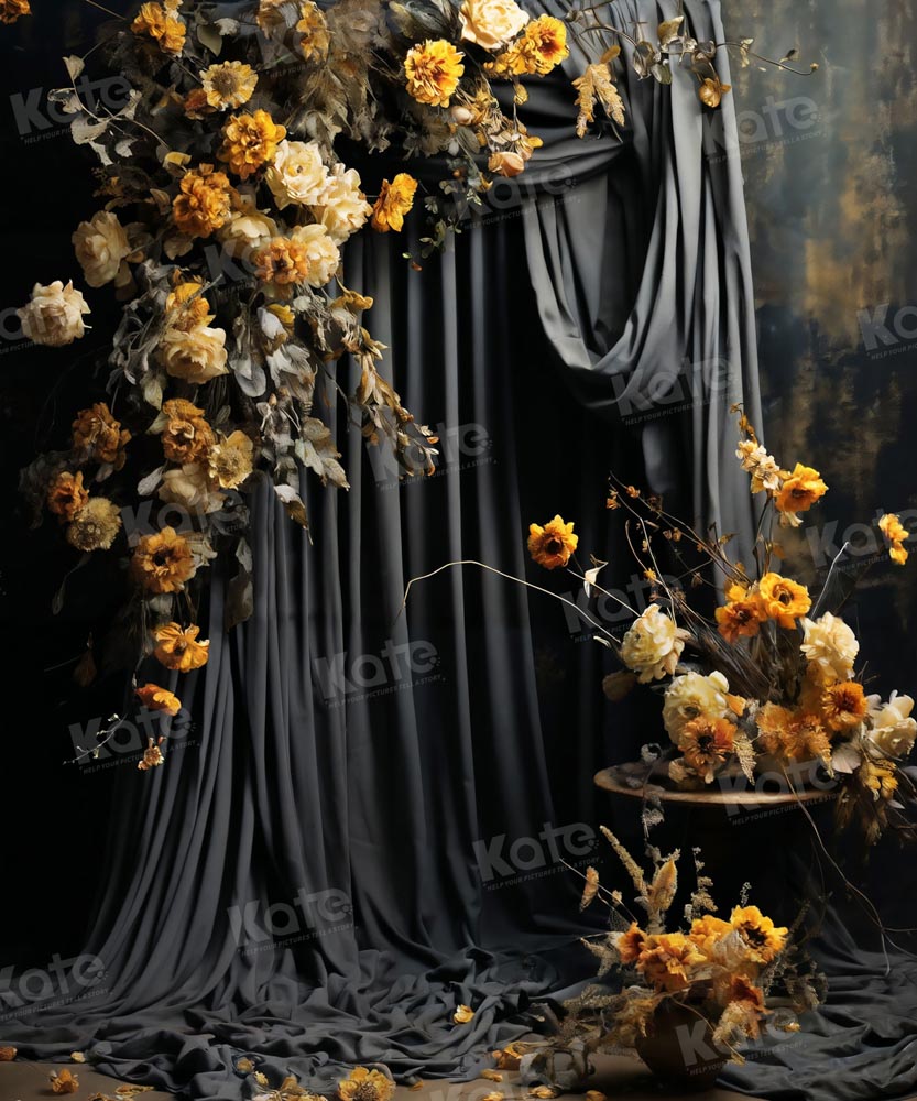 Kate Artistic Yellow Flower Curtain Backdrop Designed by Chain Photography