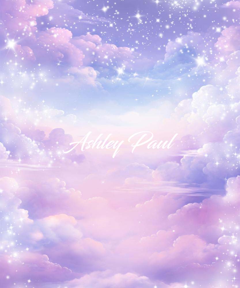 Kate Purple Stars Clouds Backdrop Designed by Ashley Paul